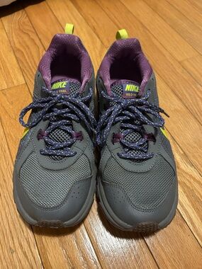 Nike Gray, Purple & Neon Yellow Trail Sneakers